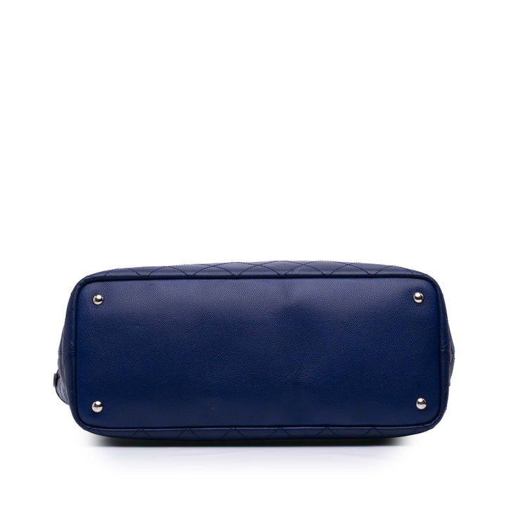 XL Quilted Caviar Shopping Fever Tote Blue - Gaby Paris