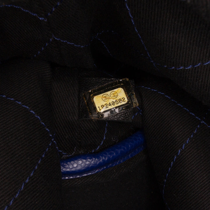 XL Quilted Caviar Shopping Fever Tote Blue - Gaby Paris