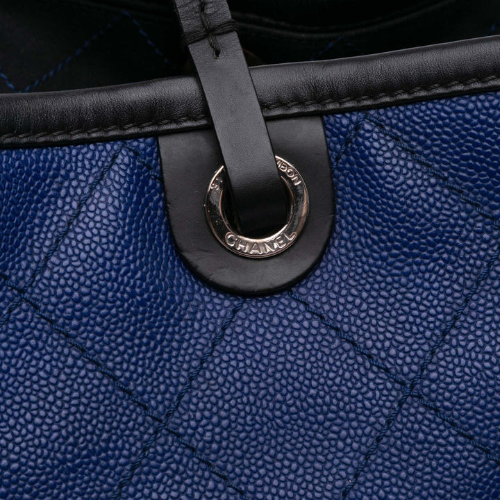 XL Quilted Caviar Shopping Fever Tote Blue - Gaby Paris