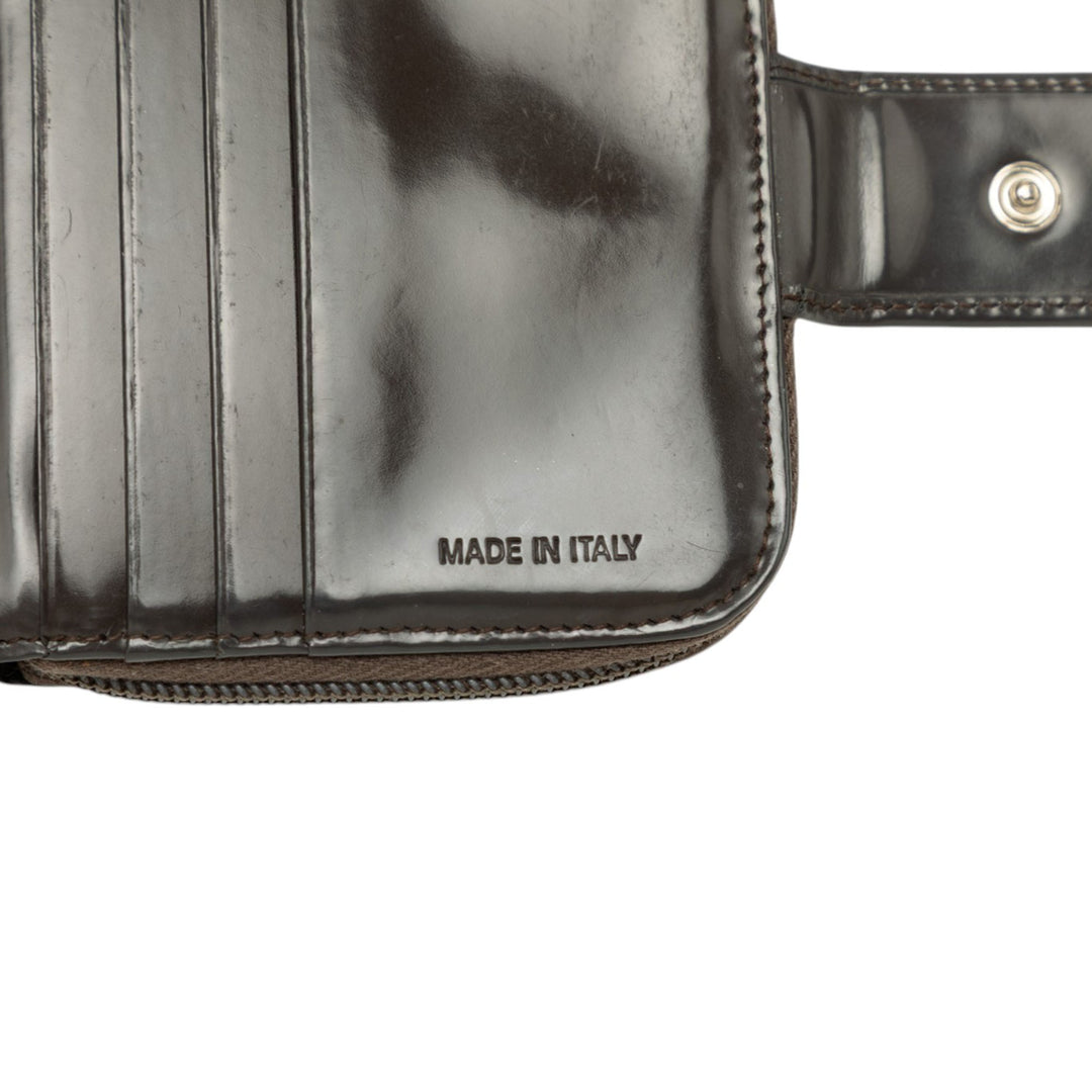 Prada Portefeuille Compact Zippé Cuir de veau Marron – vue 7 – GABY PARIS