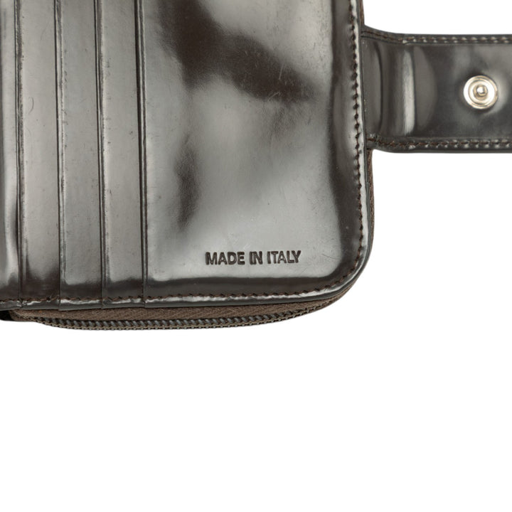 Prada Portefeuille Compact Zippé Cuir de veau Marron – vue 7 – GABY PARIS