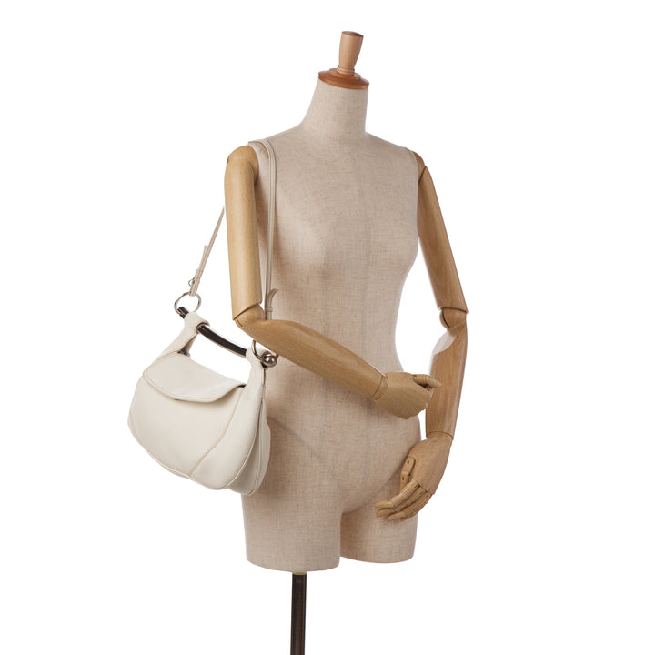 Vitello Daino Bar Handle Bag White - Gaby Paris