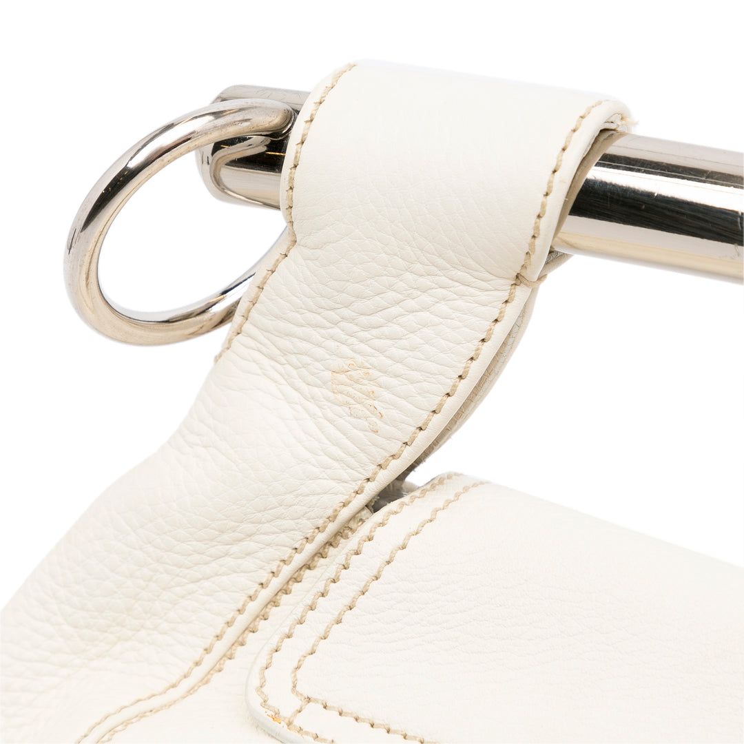 Vitello Daino Bar Handle Bag White - Gaby Paris