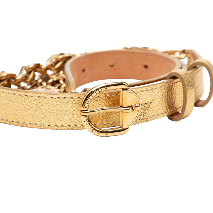 Louis Vuitton Ceinture Métallisé Chaîne Cuir de veau Doré – vue 4 – GABY PARIS
