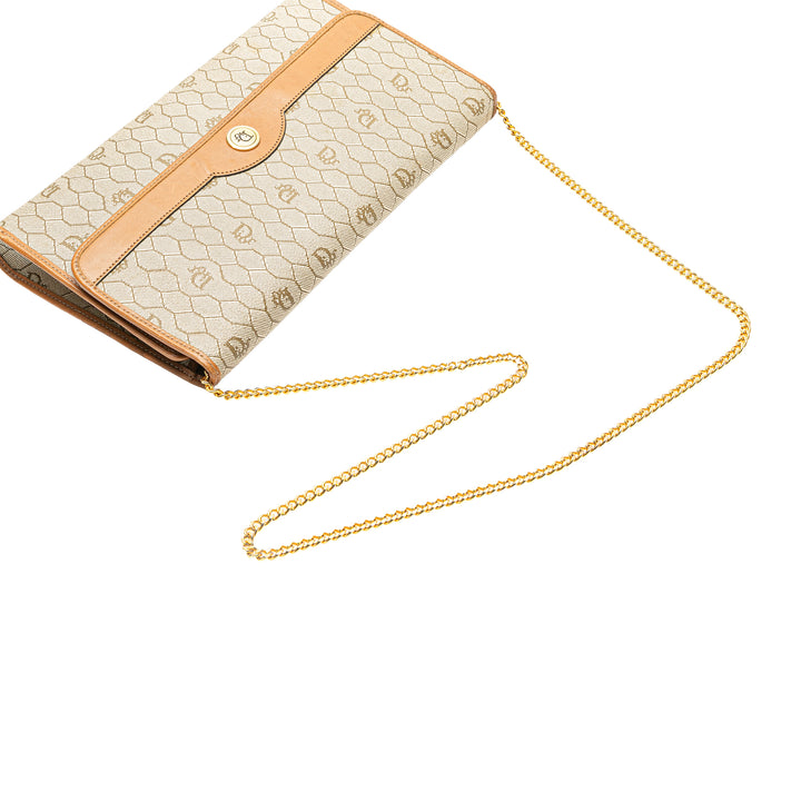 Honeycomb Coated Canvas Chain Shoulder Bag Brown - Gaby Paris