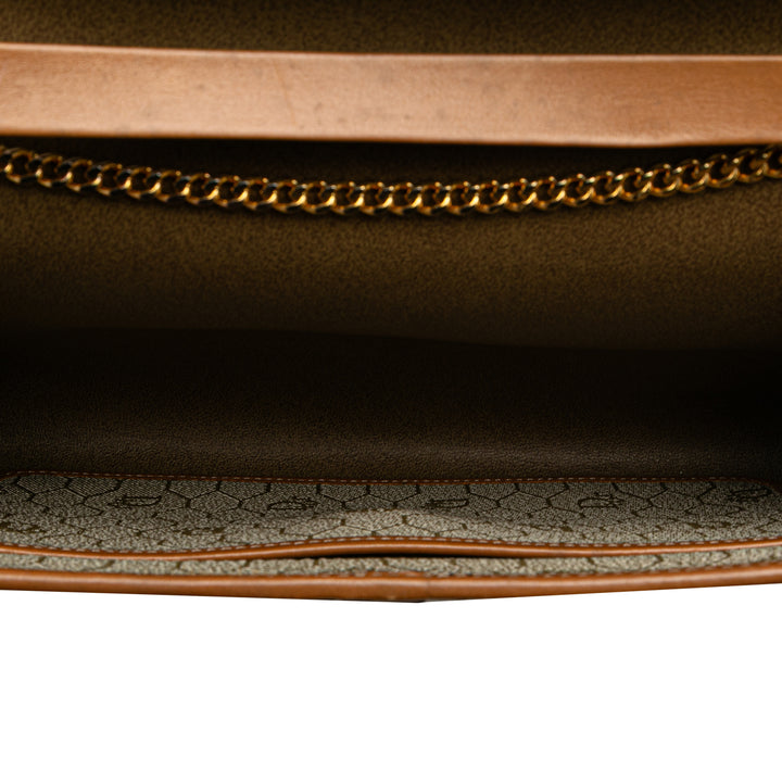Honeycomb Coated Canvas Chain Shoulder Bag Brown - Gaby Paris