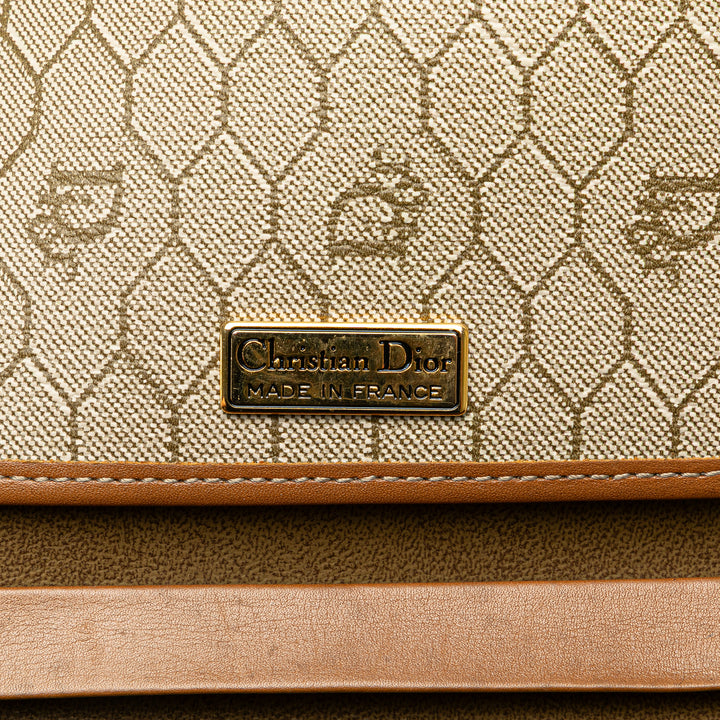 Honeycomb Coated Canvas Chain Shoulder Bag Brown - Gaby Paris