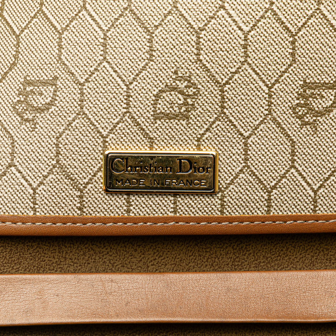 Honeycomb Coated Canvas Chain Shoulder Bag Brown - Gaby Paris
