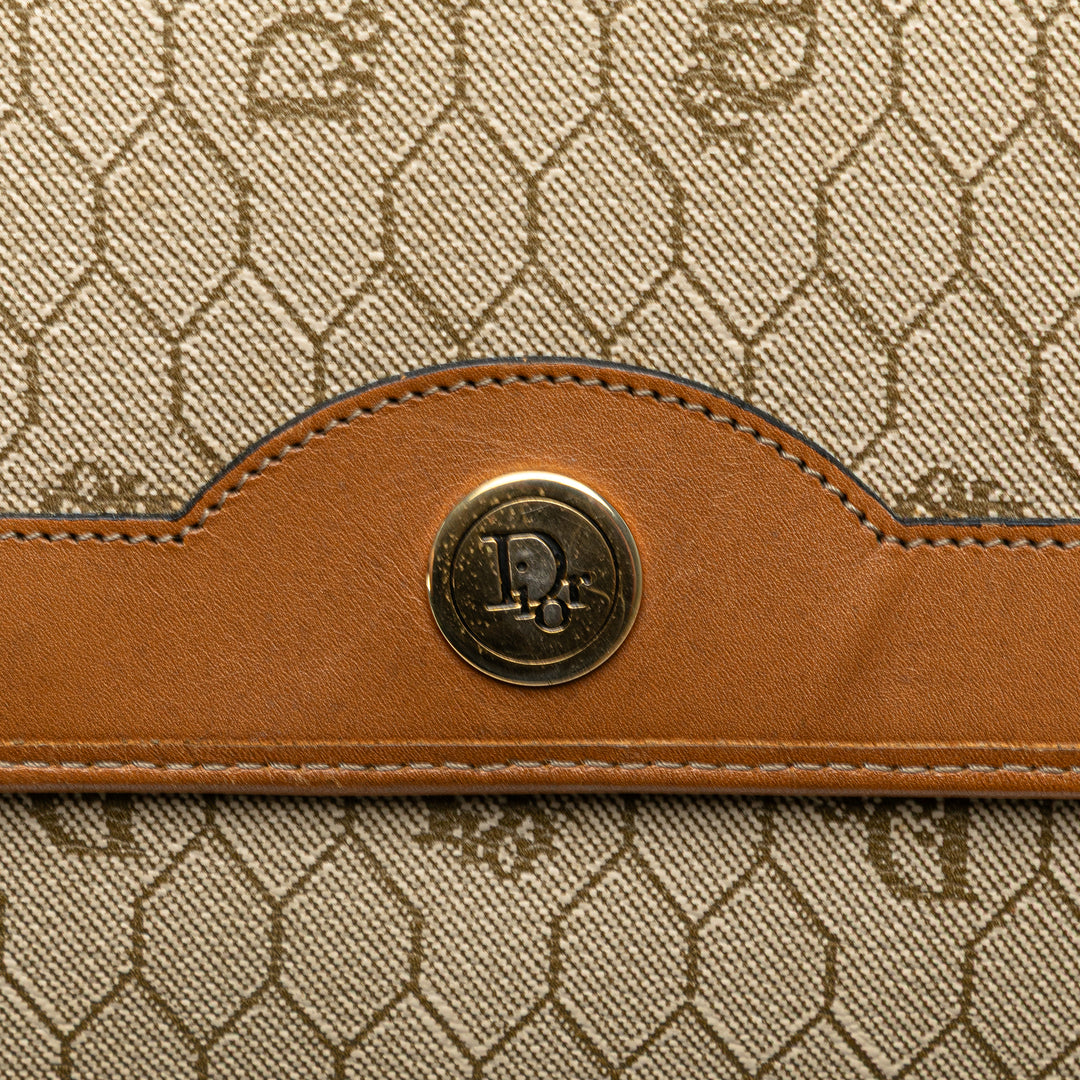 Honeycomb Coated Canvas Chain Shoulder Bag Brown - Gaby Paris