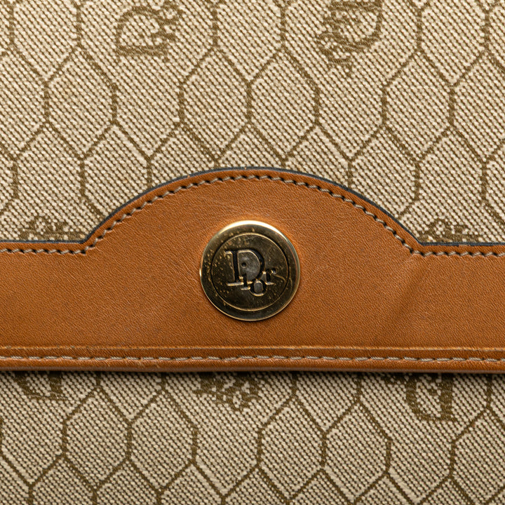 Honeycomb Coated Canvas Chain Shoulder Bag Brown - Gaby Paris