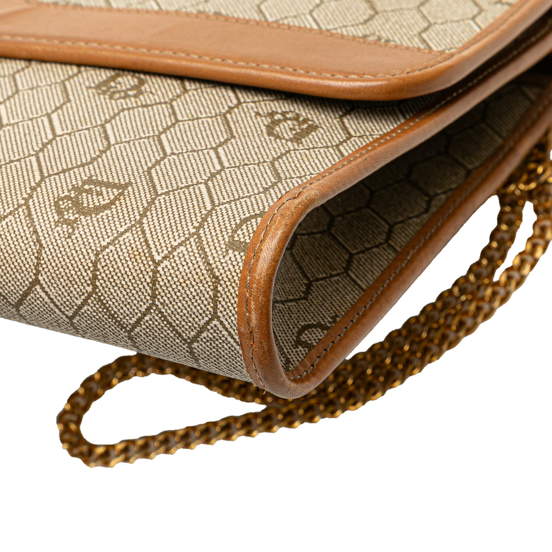 Honeycomb Coated Canvas Chain Shoulder Bag Brown - Gaby Paris