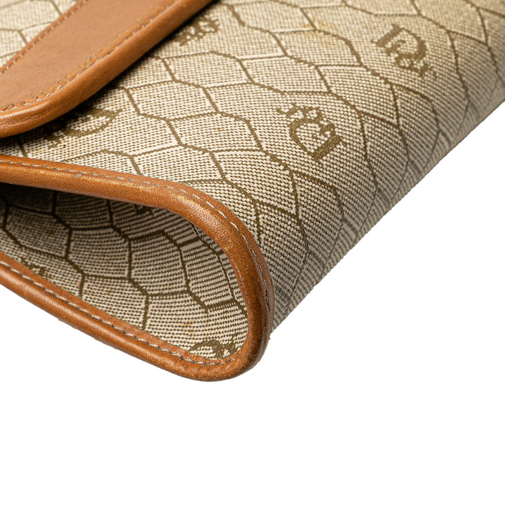 Honeycomb Coated Canvas Chain Shoulder Bag Brown - Gaby Paris