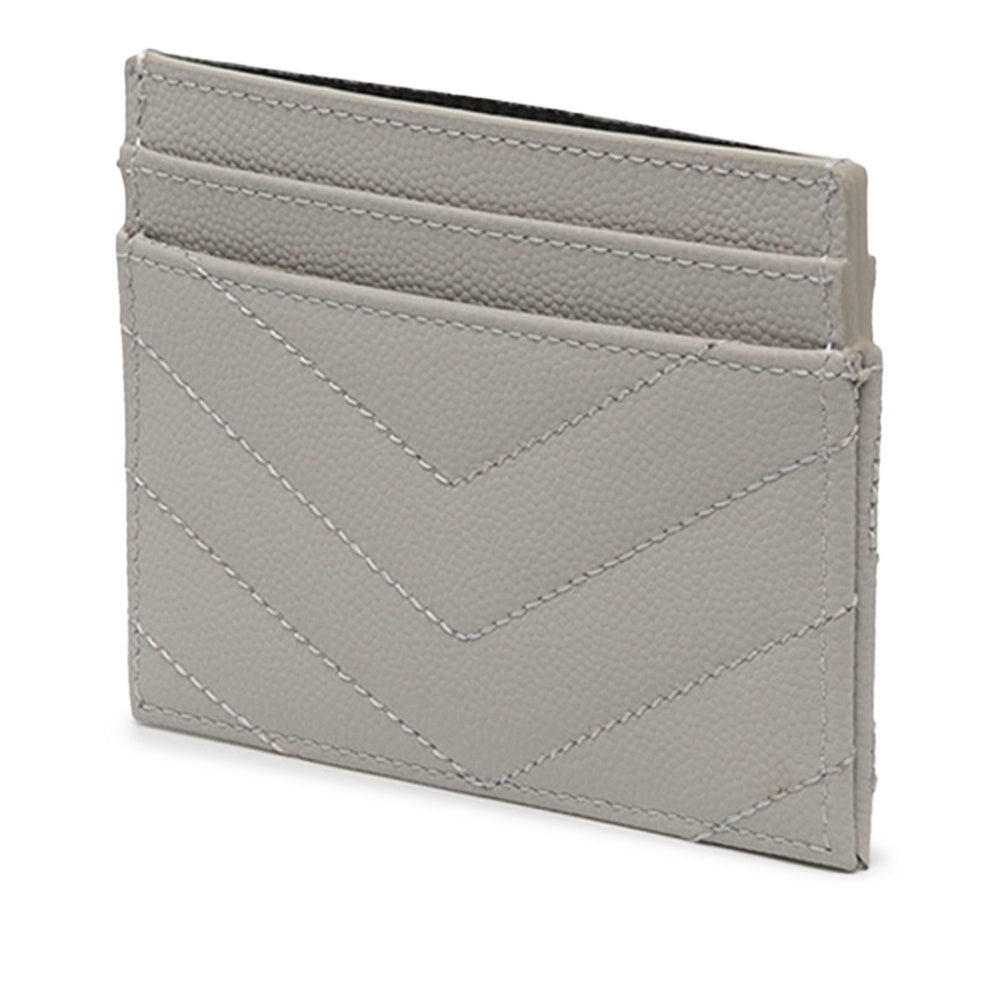 Saint Laurent Chevron Grain De Poudre Cassandre Porte-cartes Gris – vue 2 – GABY PARIS