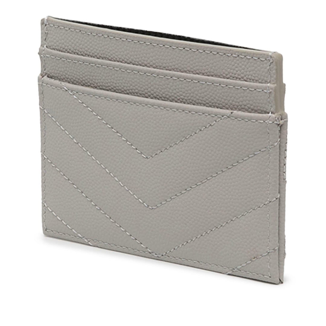 Saint Laurent Chevron Grain De Poudre Cassandre Porte-cartes Gris – vue 2 – GABY PARIS