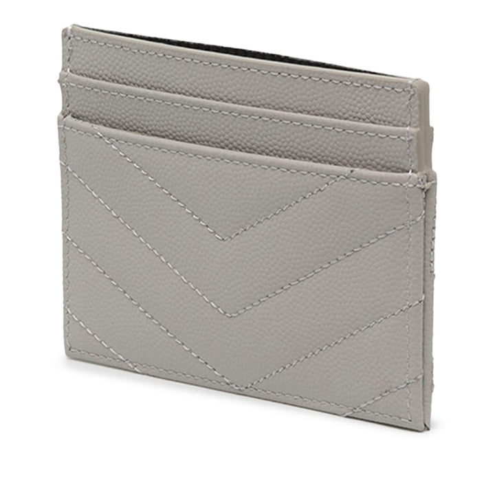 Saint Laurent Chevron Grain De Poudre Cassandre Porte-cartes Gris – vue 2 – GABY PARIS