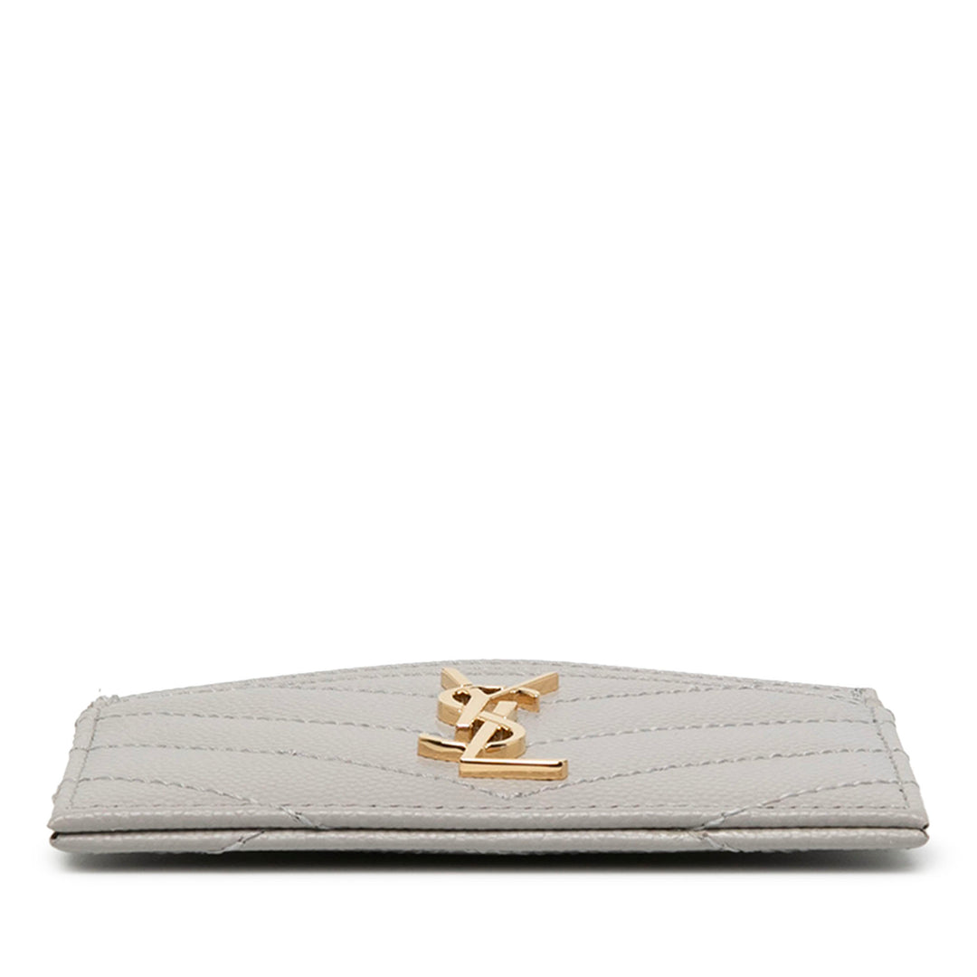 Saint Laurent Chevron Grain De Poudre Cassandre Porte-cartes Gris – vue 3 – GABY PARIS