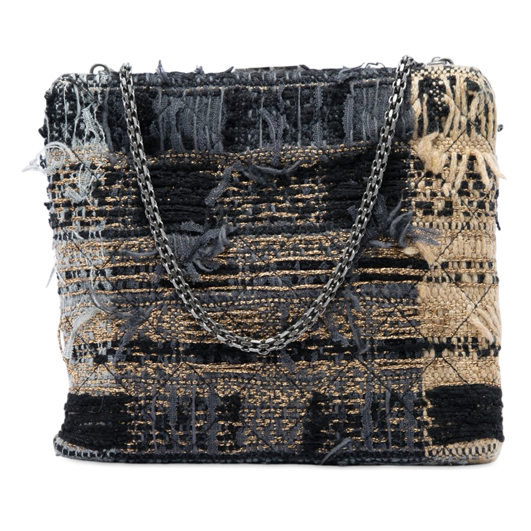 Multicolor Quadrato Sac boîte Tweed Noir
