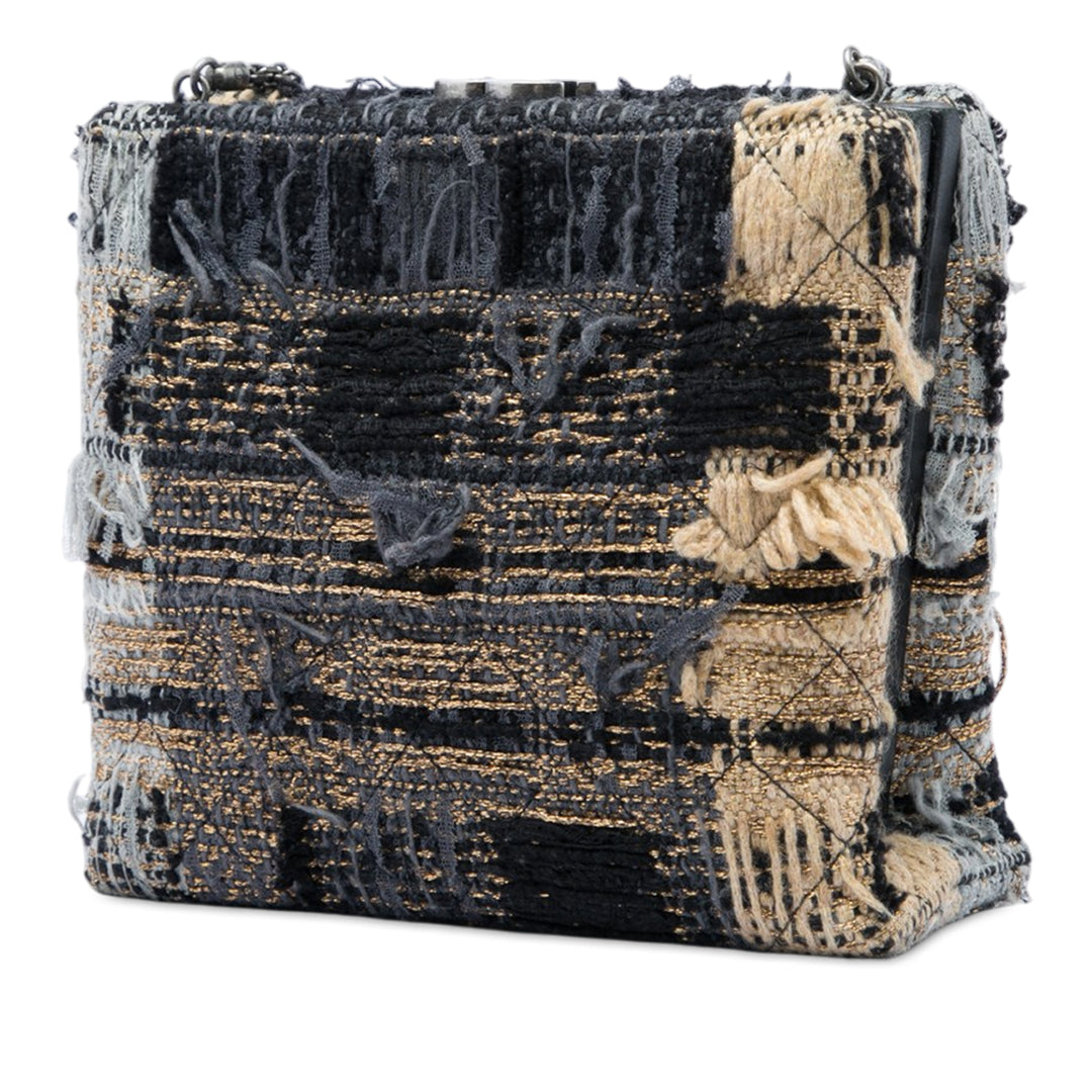 Multicolor Quadrato Sac boîte Tweed Noir