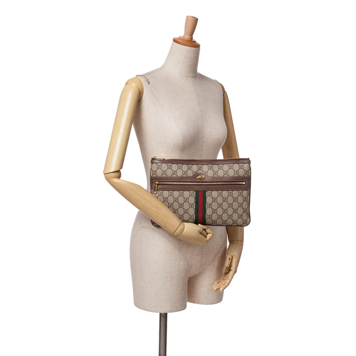 GG Supreme Web Ophidia Clutch Brown - Gaby Paris