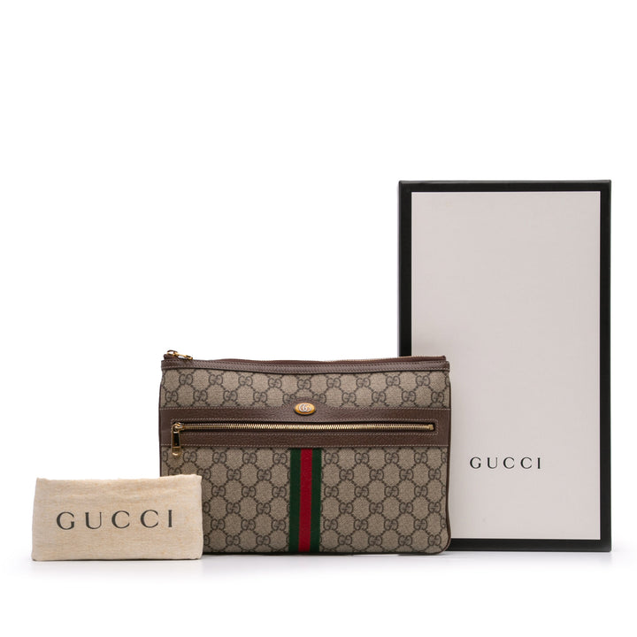 GG Supreme Web Ophidia Clutch Brown - Gaby Paris