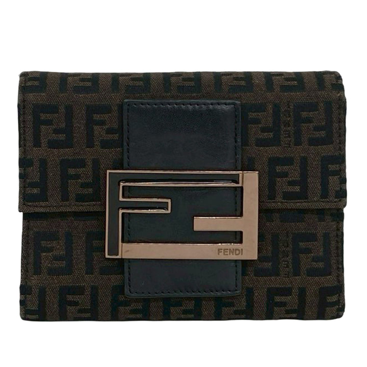 Fendi Zucchino Trois volets Portefeuille Marron – vue principale – GABY PARIS
