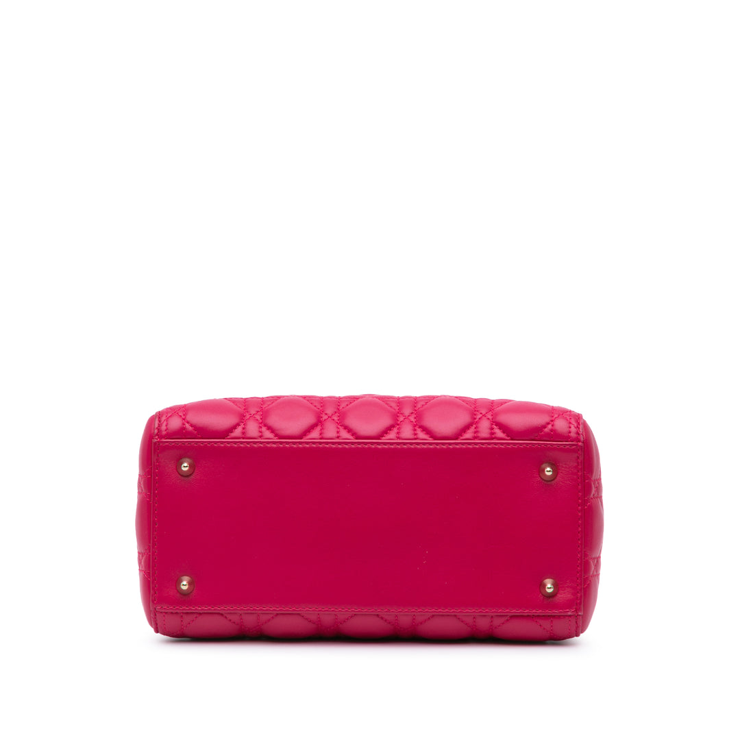 Medium Lambskin Cannage Lady Dior Pink - Gaby Paris
