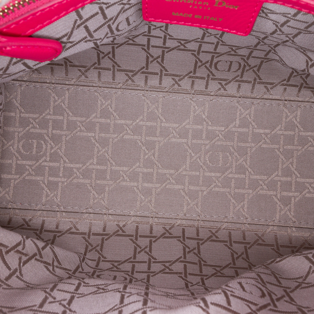 Medium Lambskin Cannage Lady Dior Pink - Gaby Paris