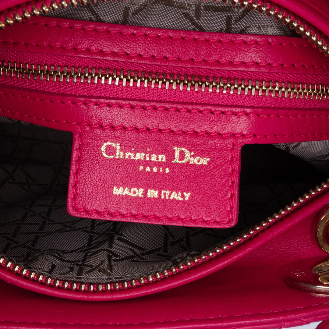 Medium Lambskin Cannage Lady Dior Pink - Gaby Paris