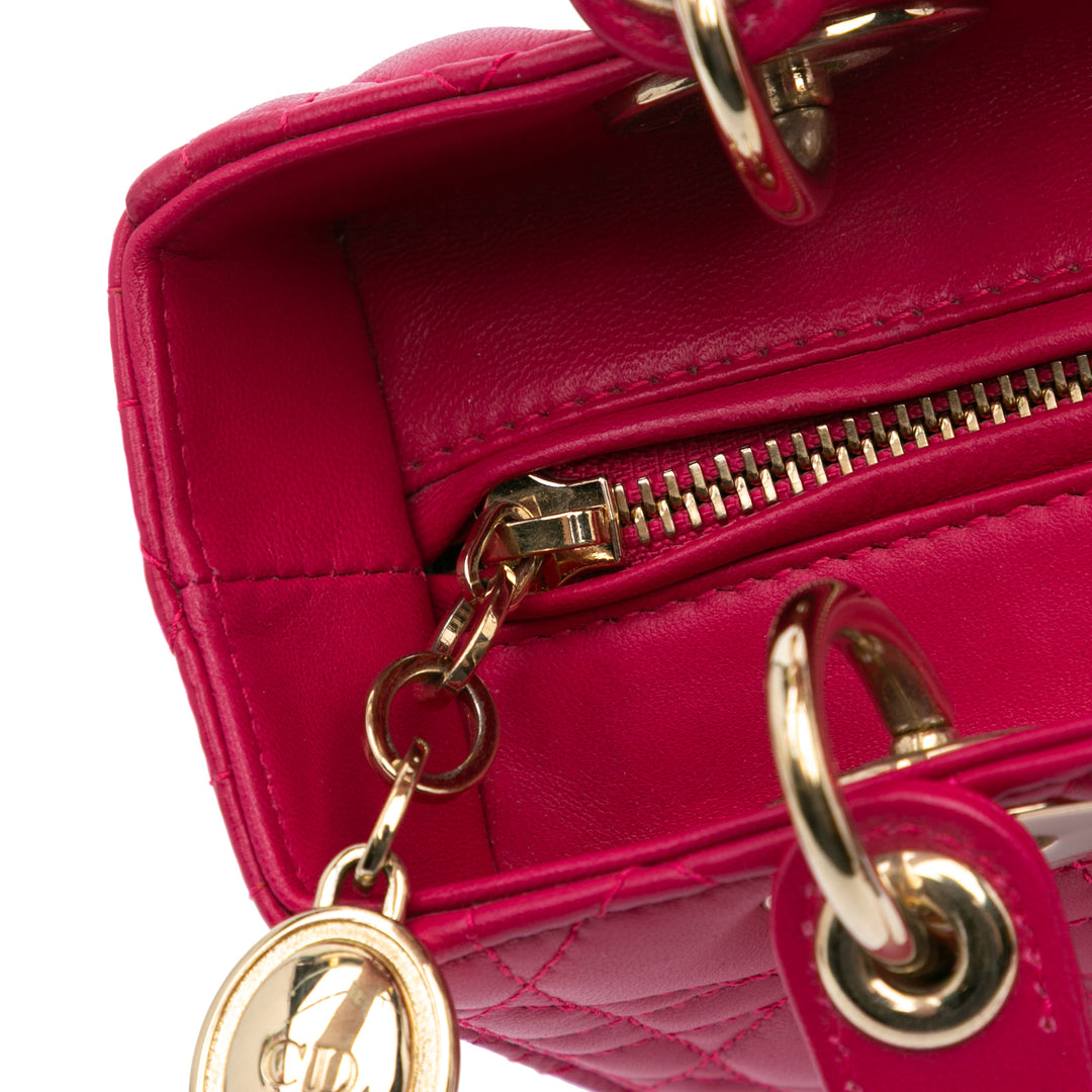 Medium Lambskin Cannage Lady Dior Pink - Gaby Paris