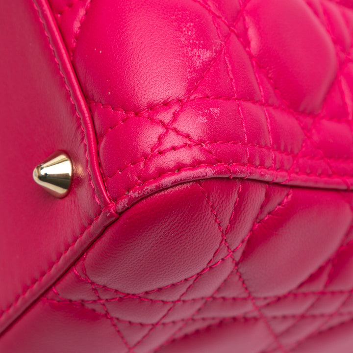 Medium Lambskin Cannage Lady Dior Pink - Gaby Paris