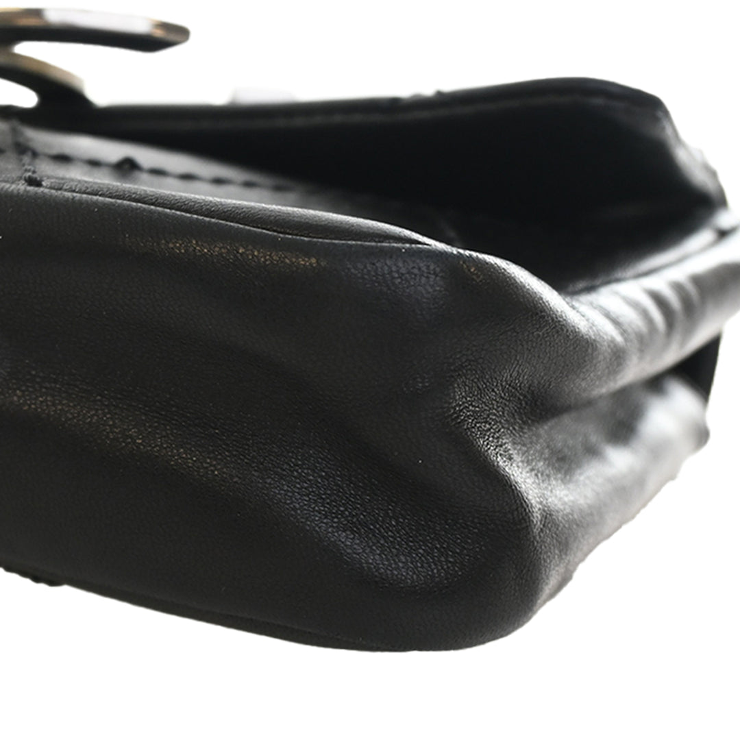 Oversized CC Diamond Stitch à rabat Cuir de veau Noir