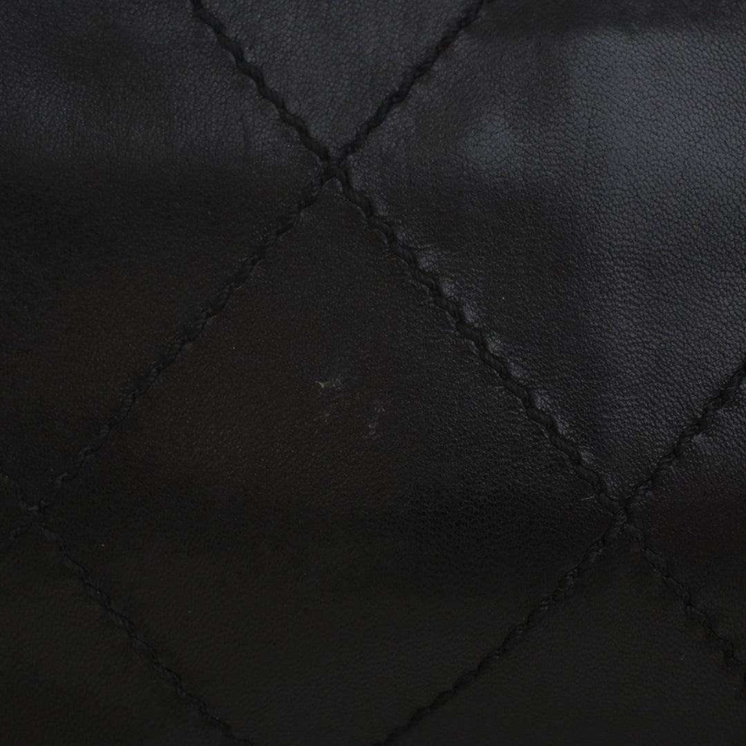 Oversized CC Diamond Stitch à rabat Cuir de veau Noir