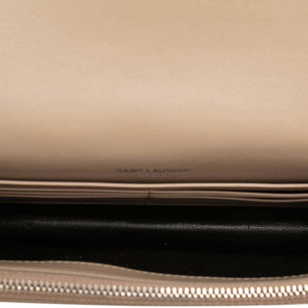 Saint Laurent Small Croc embossé Cuir Monogram Kate Pompon Wallet on Chain