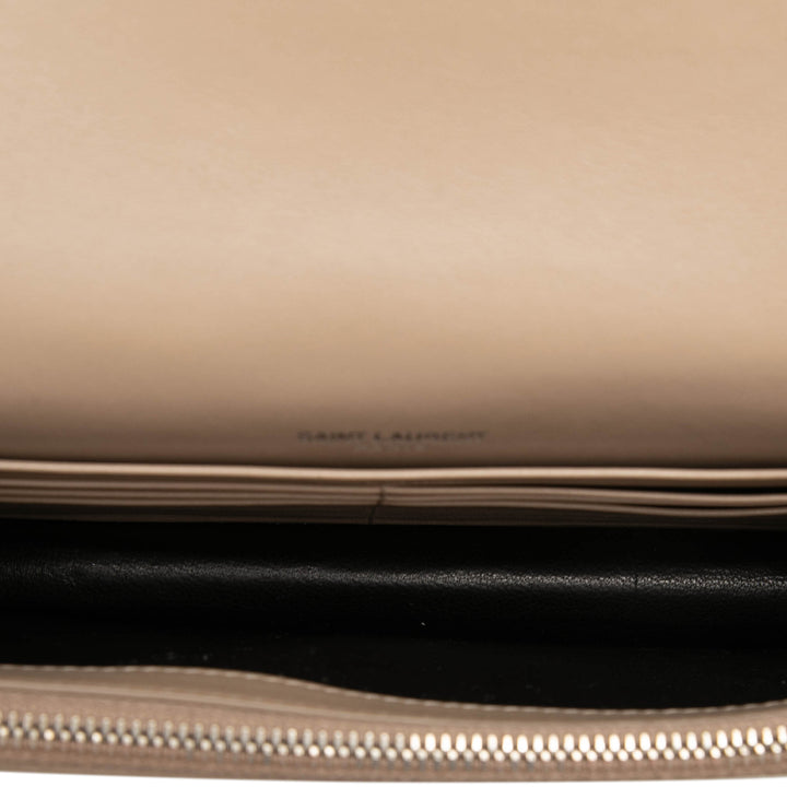 Saint Laurent Small Croc embossé Cuir Monogram Kate Pompon Wallet on Chain