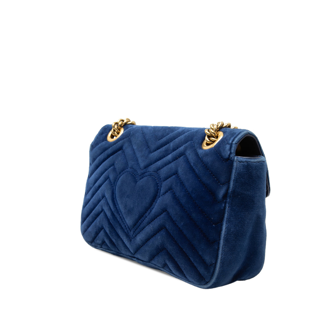 GG Marmont Matelasse Sac Moyen Bleu