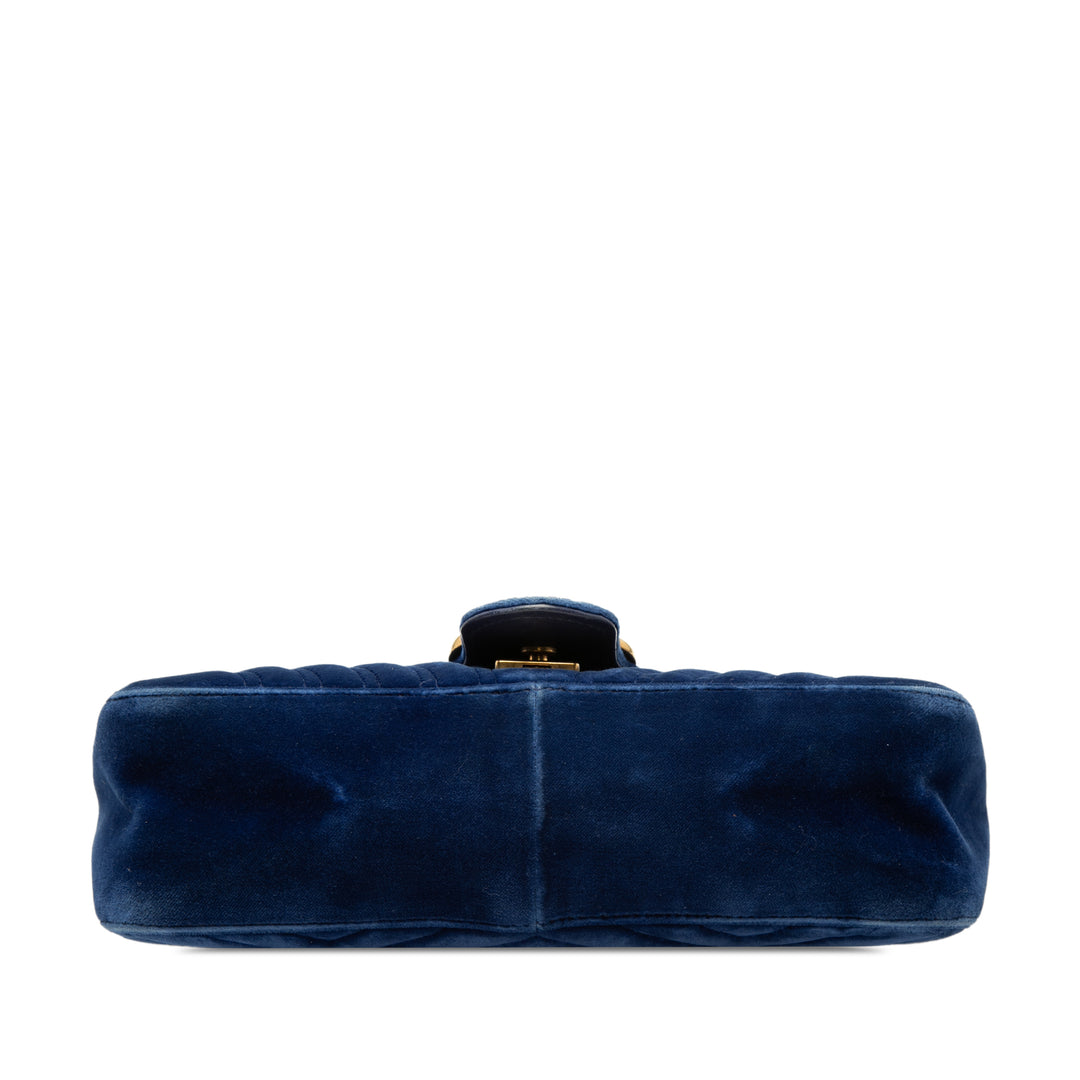 GG Marmont Matelasse Sac Moyen Bleu