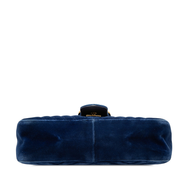 GG Marmont Matelasse Sac Moyen Bleu