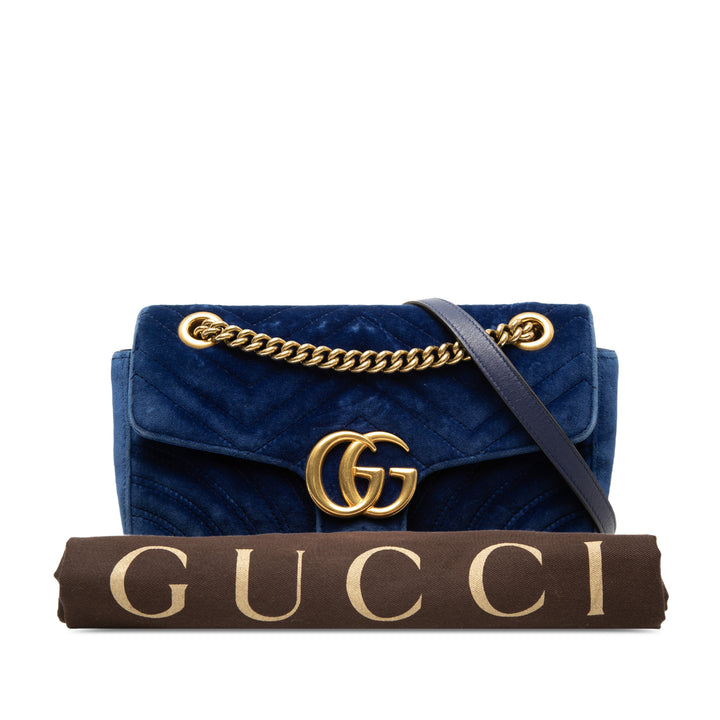 GG Marmont Matelasse Sac Moyen Bleu