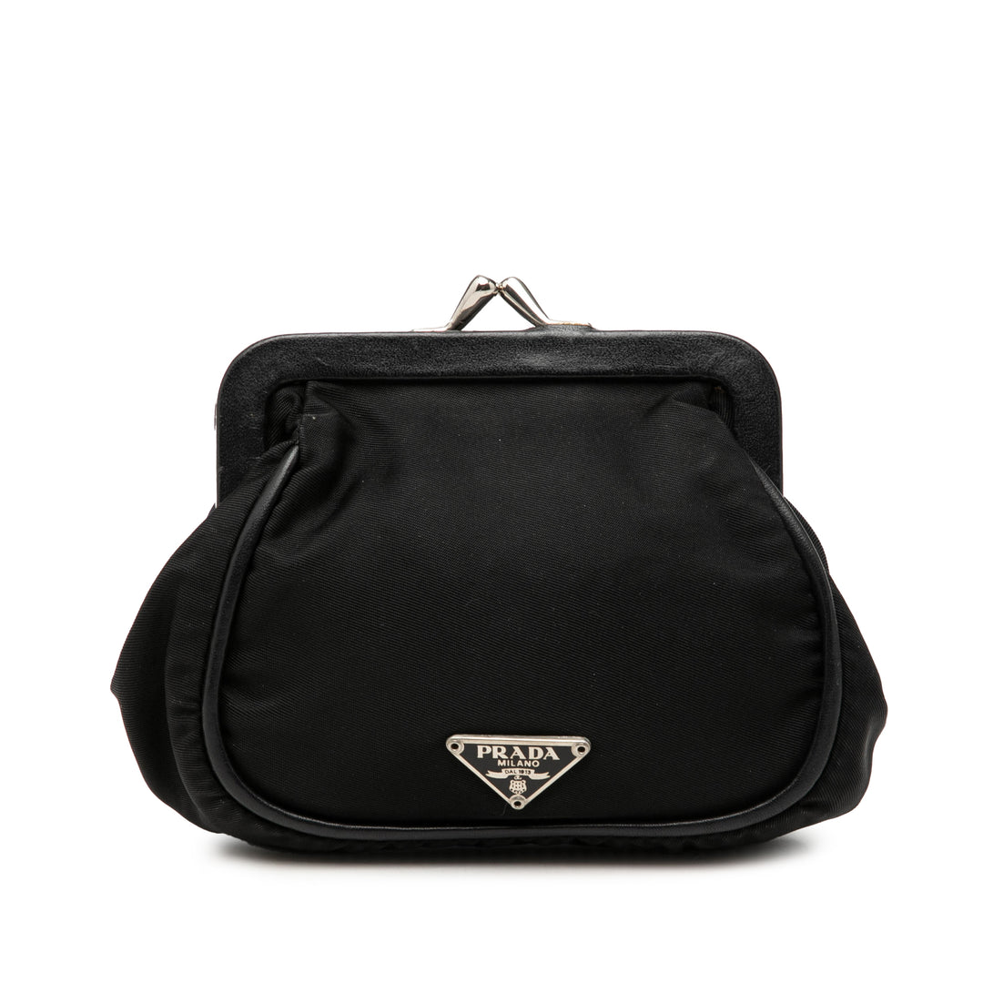 Prada Tessuto Kiss Lock Frame Coin Pochette