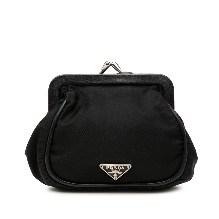 Prada Tessuto Kiss Lock Frame Coin Pochette