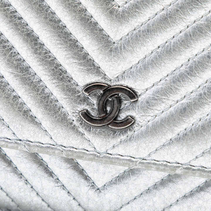Chanel CC Chevron Metallic Cuir d’agneau Wallet on Chain