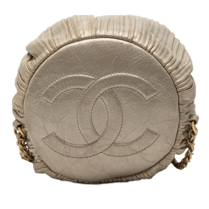 Chanel Small Metallic Cuir de veau Coco Pleats Drawstring Sac à dos