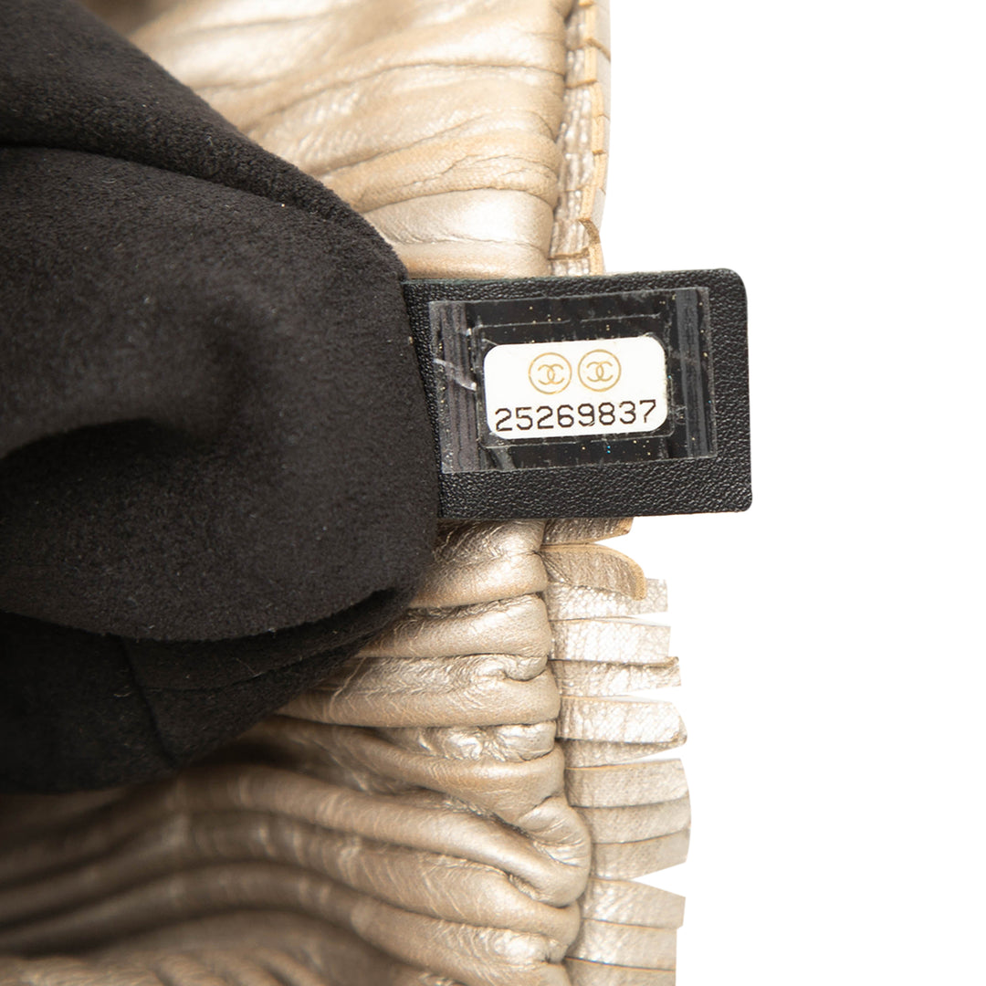Chanel Small Metallic Cuir de veau Coco Pleats Drawstring Sac à dos