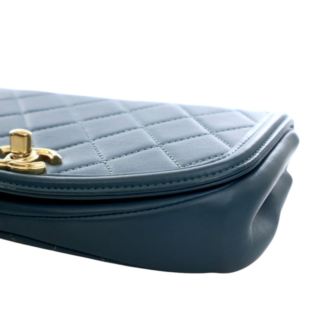 Chanel Mini Matelassé Cuir de veau Underline à rabat