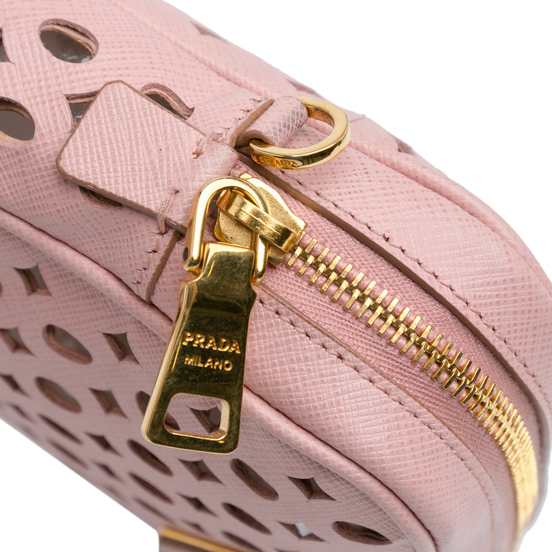 Perforated Saffiano Crossbody Pink - Gaby Paris