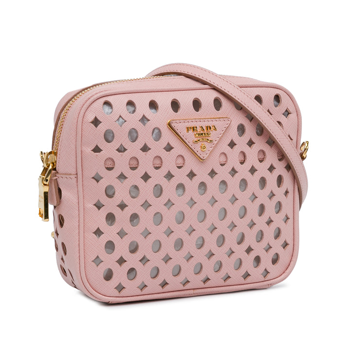 Perforated Saffiano Crossbody Pink - Gaby Paris