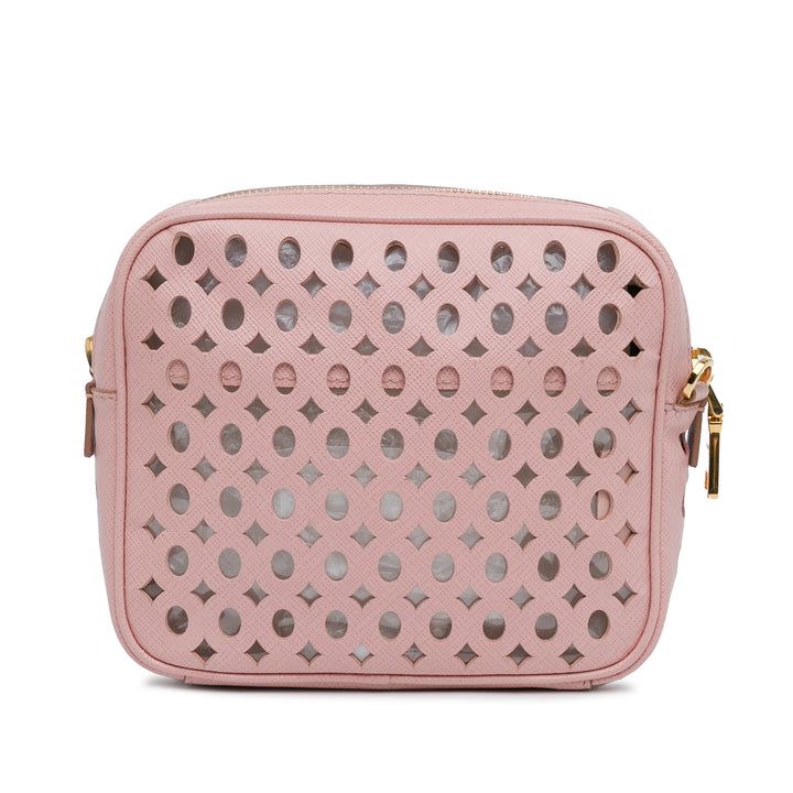 Perforated Saffiano Crossbody Pink - Gaby Paris