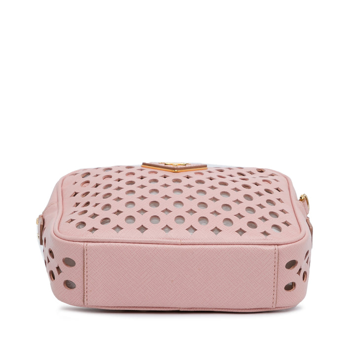 Perforated Saffiano Crossbody Pink - Gaby Paris