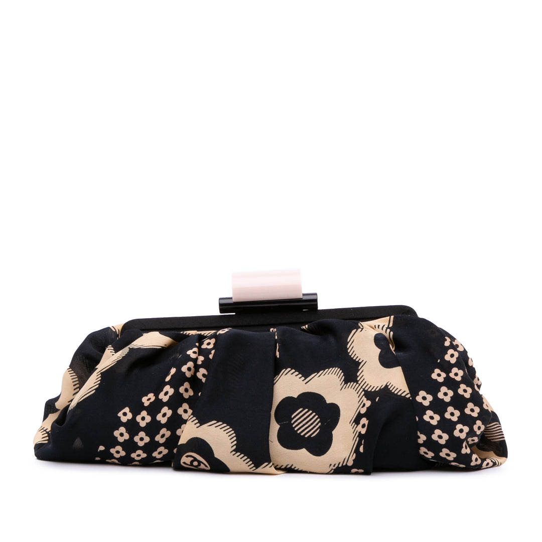 CC Silk Camellia Frame Clutch Black - Gaby Paris