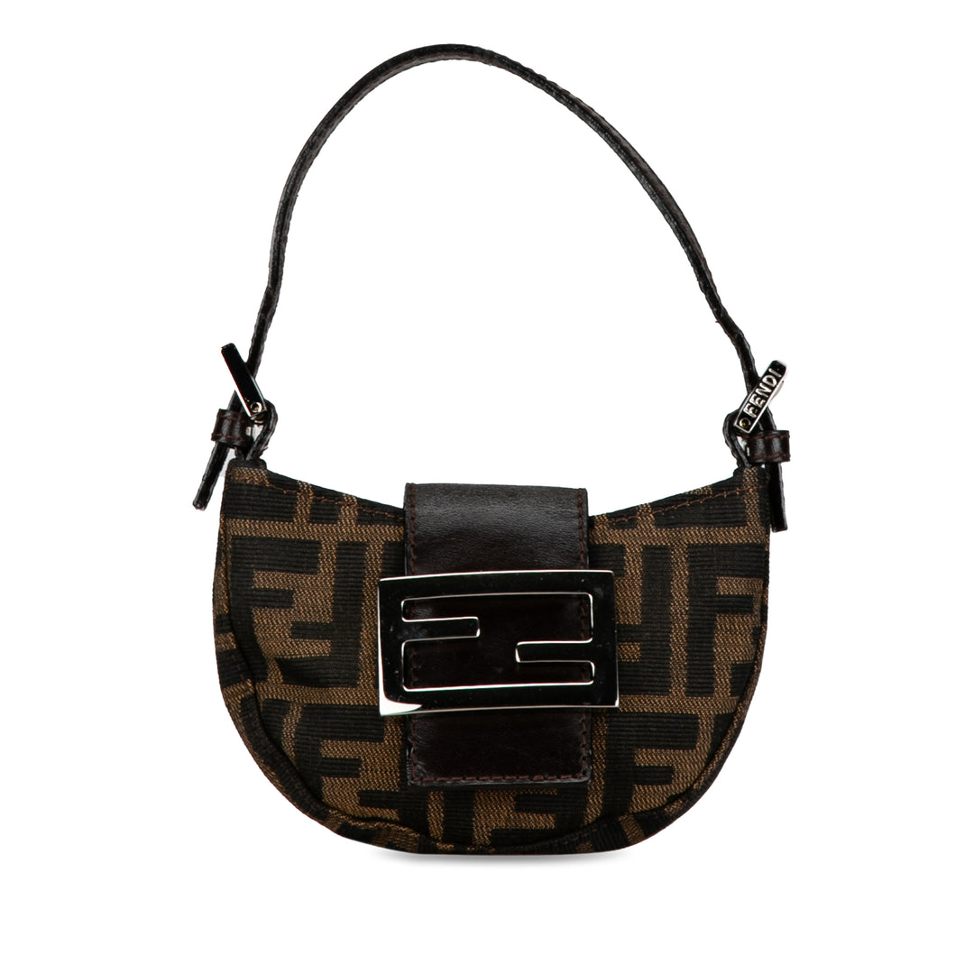 Mini Zucca Canvas Croissant Handbag Brown - Gaby Paris